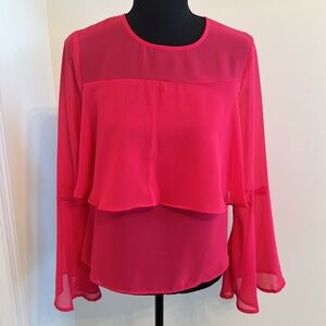 Belle Sky Flowy Elegant Bright Pink Women's Top
